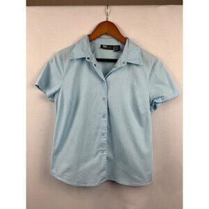 INC Stretch Womens Petite Button-Up Short Sleeve Shirt